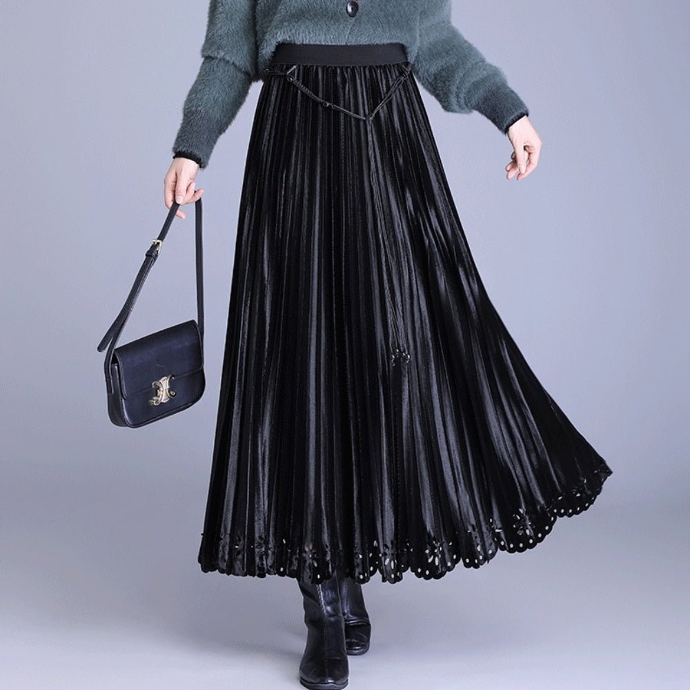 ベルベットプリーツロングスカート｜オフィスカジュアル レディース 通販【ミレジェネ】