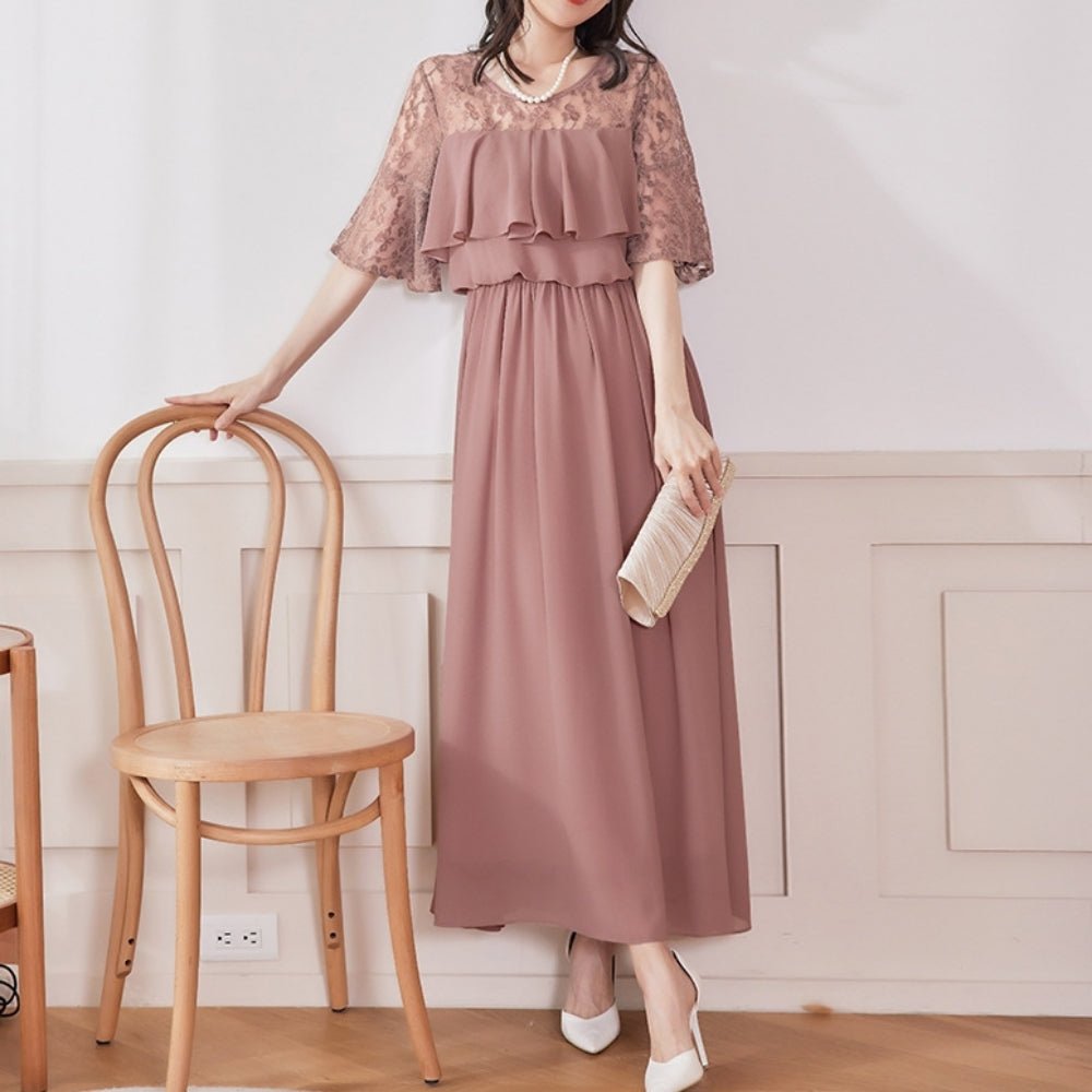 レース切り替えワンピース｜オフィスカジュアル レディース 通販【ミレジェネ】