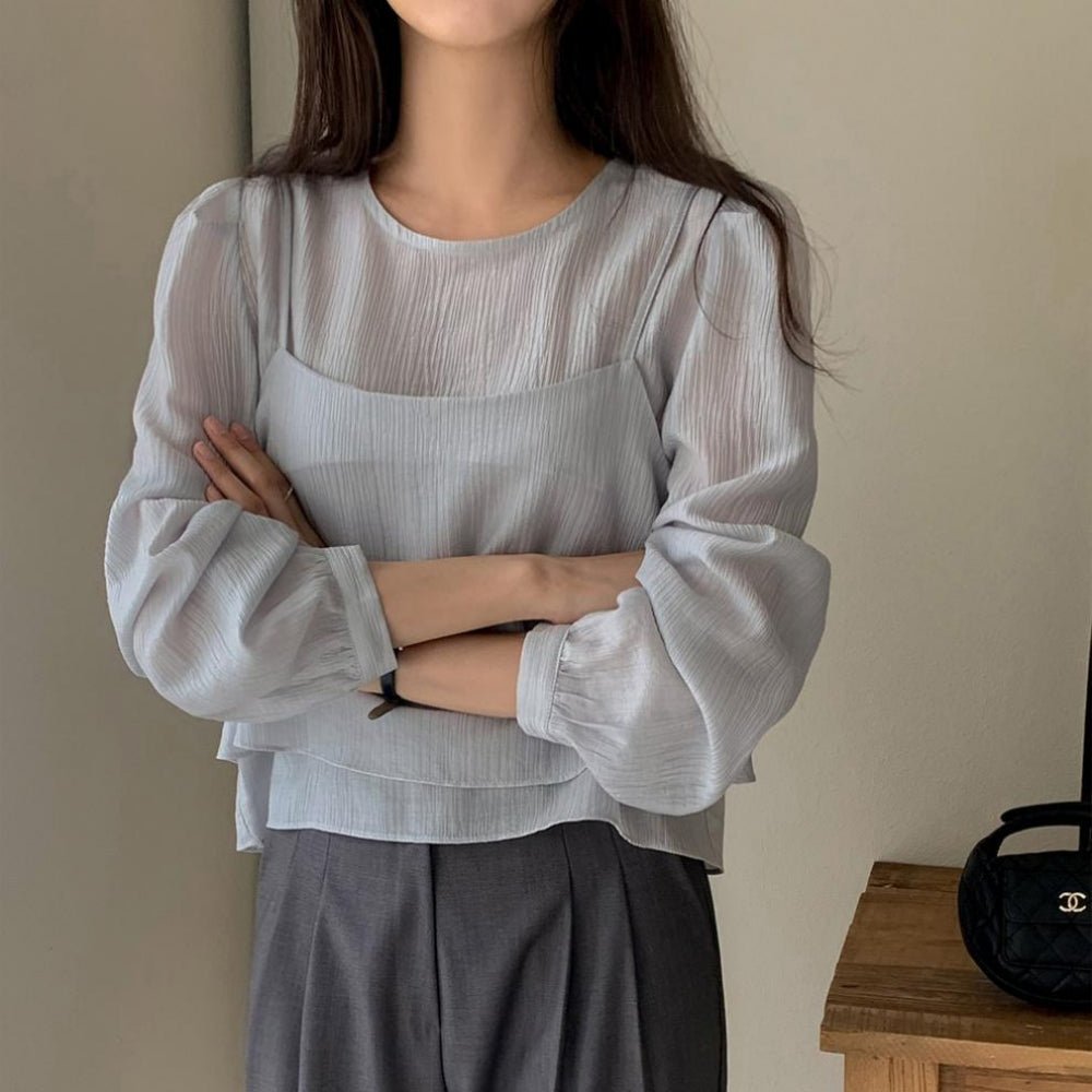 同素材キャミ付きブラウスアンサンブル｜オフィスカジュアル レディース 通販【ミレジェネ】