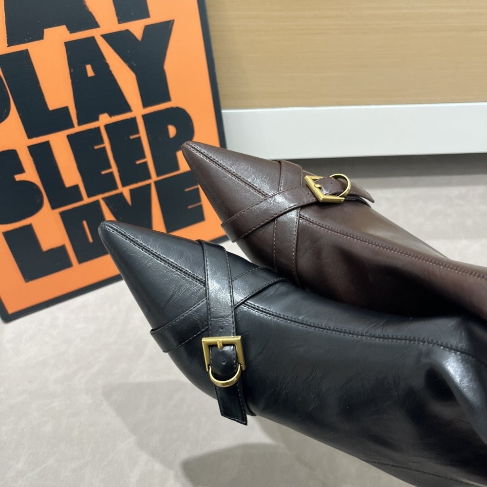 バックルアクセント付きショートブーツ｜オフィスカジュアル レディース 通販【ミレジェネ】