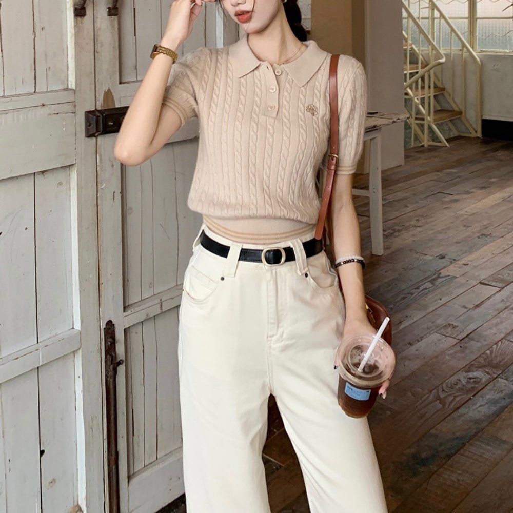 ケーブルニットポロ｜オフィスカジュアル レディース 通販【ミレジェネ】