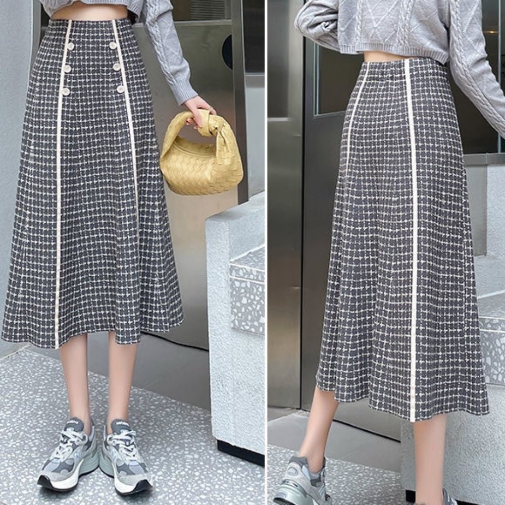 ライン入チェックスカート｜オフィスカジュアル レディース 通販【ミレジェネ】