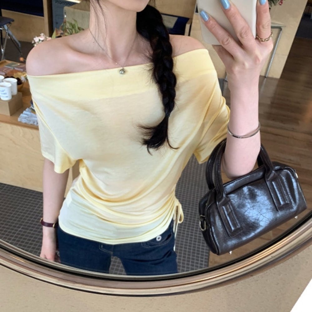 ドレープネックサイドドロストＴシャツ｜オフィスカジュアル レディース 通販【ミレジェネ】