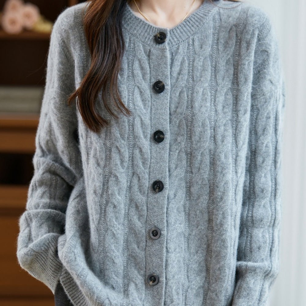 ウールケーブルニットカーディガン｜オフィスカジュアル レディース 通販【ミレジェネ】
