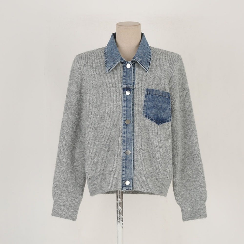 ニットデニム切替カーディガン｜オフィスカジュアル レディース 通販【ミレジェネ】