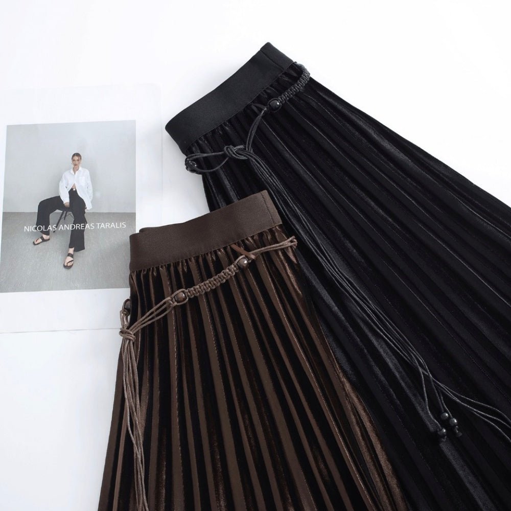 ベルベットプリーツロングスカート｜オフィスカジュアル レディース 通販【ミレジェネ】