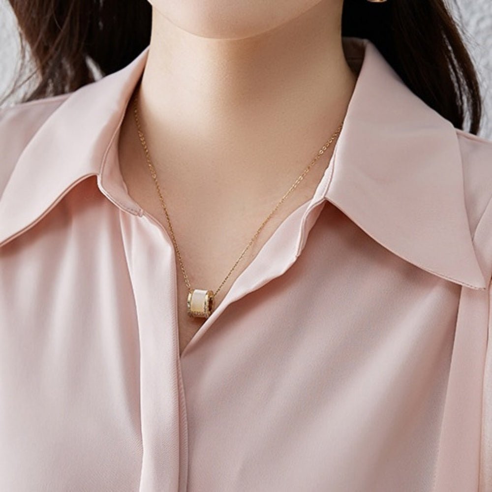 異素材切替パフスリーブブラウス｜オフィスカジュアル レディース 通販【ミレジェネ】