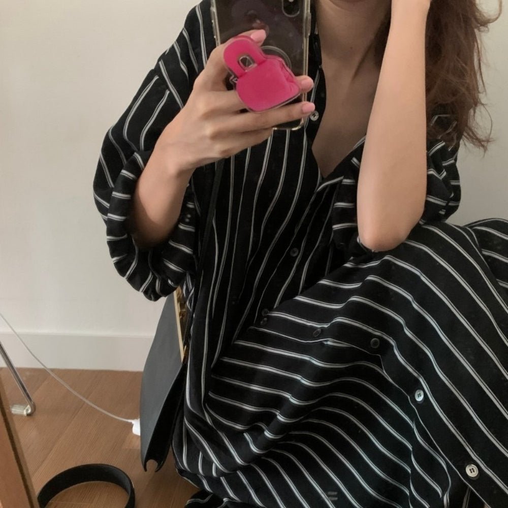 【骨格ナチュラルさんにおすすめ】ストライプロングシャツワンピース [ミレジェネ]｜オフィスカジュアル レディース 通販【ミレジェネ】