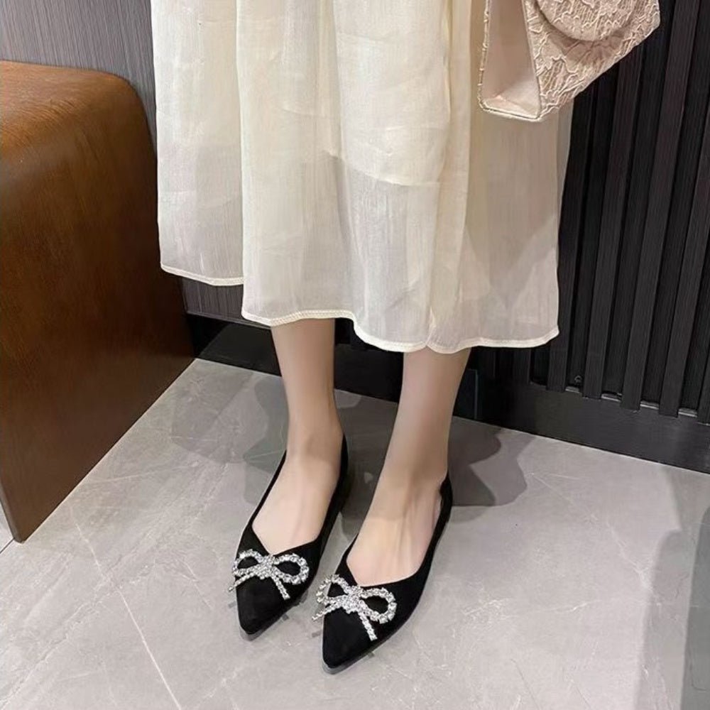 ビジューリボンフラットパンプス｜オフィスカジュアル レディース 通販【ミレジェネ】