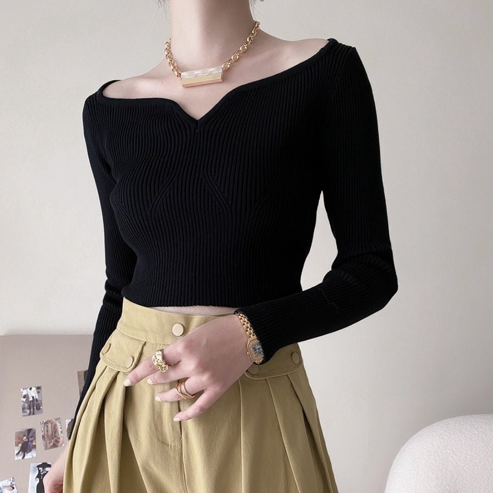 ハートネックリブニット｜オフィスカジュアル レディース 通販【ミレジェネ】