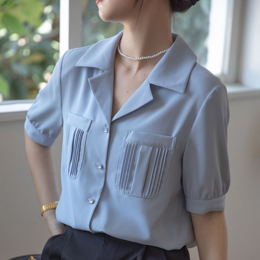 レディース オープンカラーシャツ ポケット付きオープンカラーシャツ｜オフィスカジュアル レディース