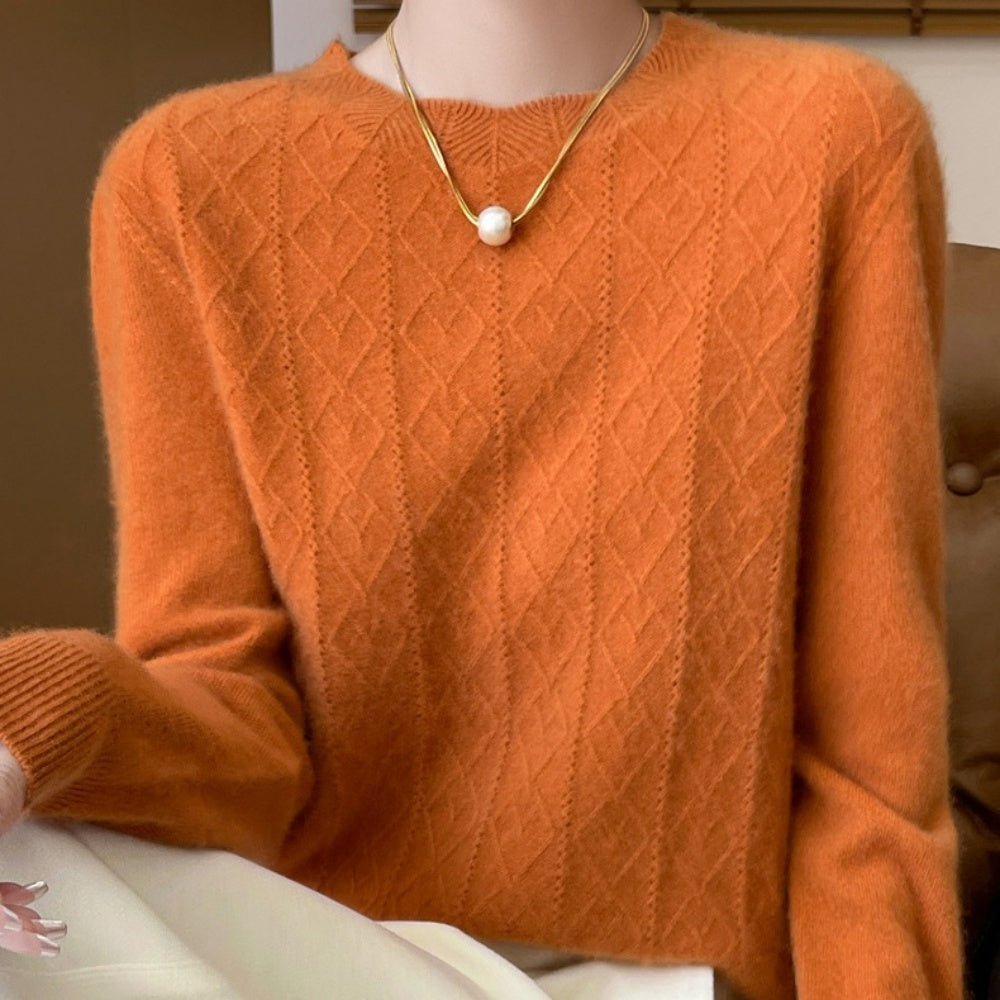 ラウンドネックダイヤ模様ニット｜オフィスカジュアル レディース 通販【ミレジェネ】