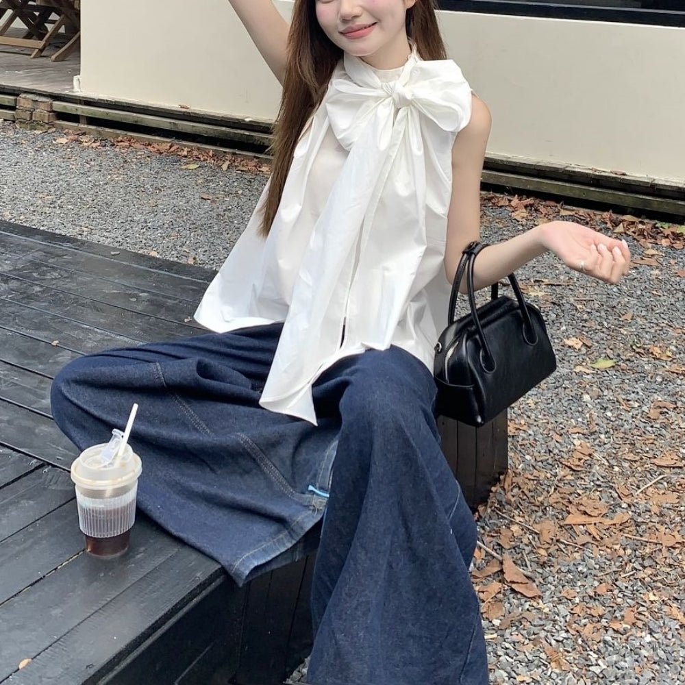 ノースリーブビッグボウタイブラウス｜オフィスカジュアル レディース 通販【ミレジェネ】