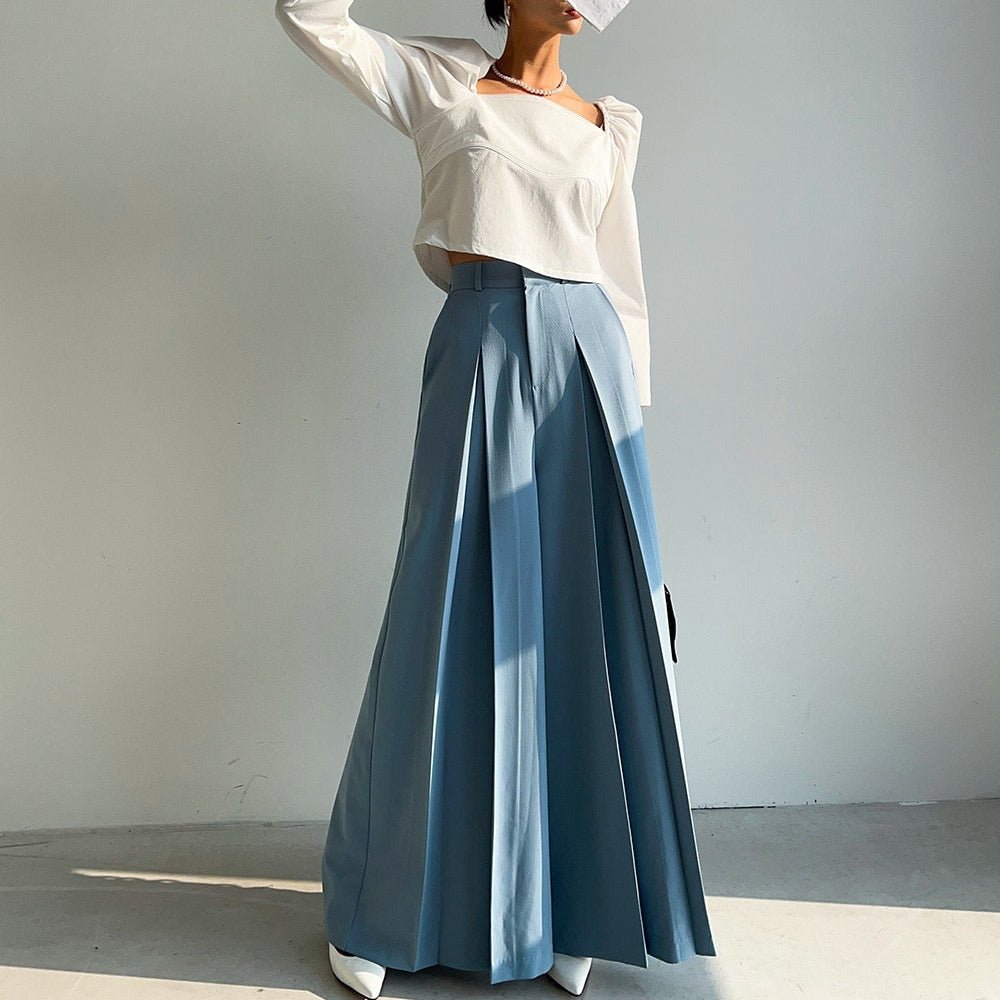 ボックスプリーツデザインワイドパンツ｜オフィスカジュアル レディース 通販【ミレジェネ】