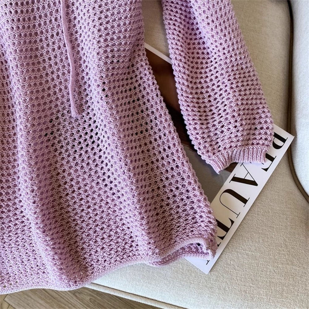 【着痩せ/通勤】ナローリボン付きメッシュニットトップス[ミレジェネ]｜オフィスカジュアル レディース 通販【ミレジェネ】