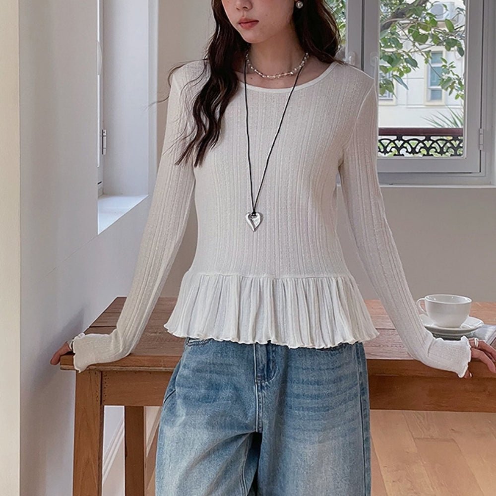 裾フリルカットソートップス｜オフィスカジュアル レディース 通販【ミレジェネ】