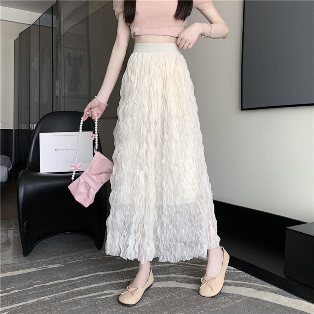 ウェーブプリーツシフォンマキシスカート｜オフィスカジュアル レディース 通販【ミレジェネ】