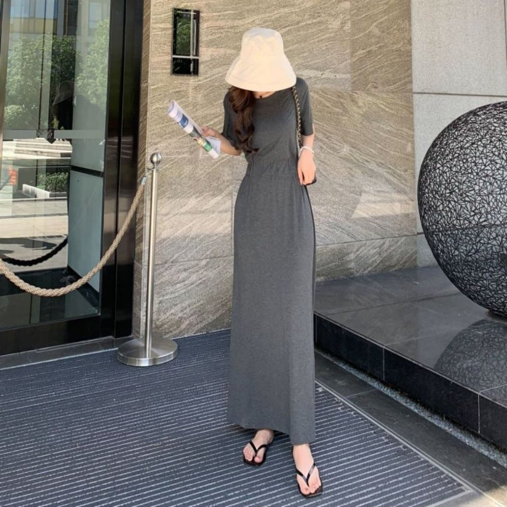 ウエストギャザーロングワンピース｜オフィスカジュアル レディース 通販【ミレジェネ】