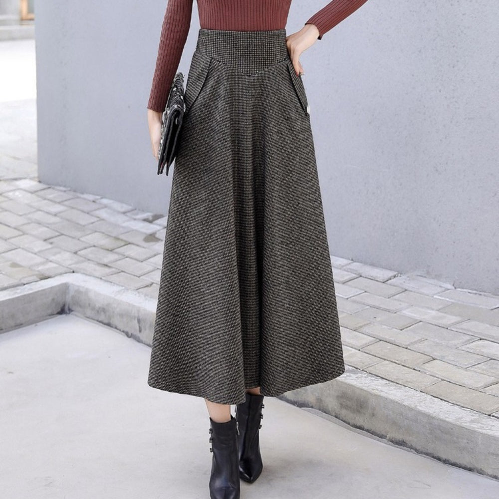 千鳥柄ハイウエストスカート｜オフィスカジュアル レディース 通販【ミレジェネ】