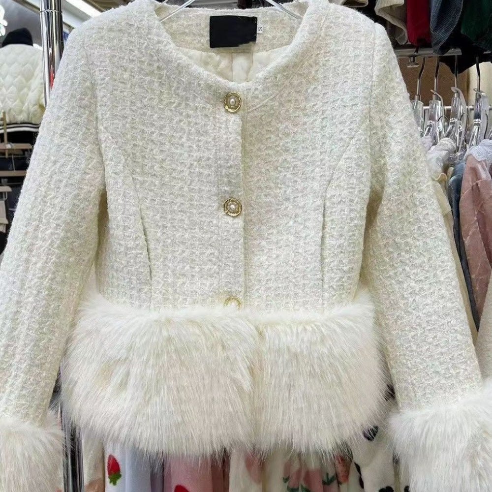 ファーボトムツイードアウター｜オフィスカジュアル レディース 通販【ミレジェネ】