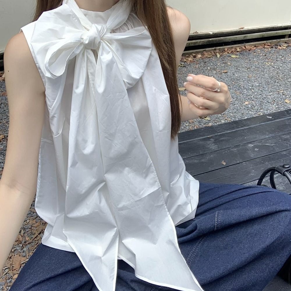 ノースリーブビッグボウタイブラウス｜オフィスカジュアル レディース 通販【ミレジェネ】
