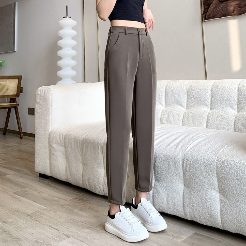 後ろゴムハイウエスト線有りクロップドパンツ｜オフィスカジュアル