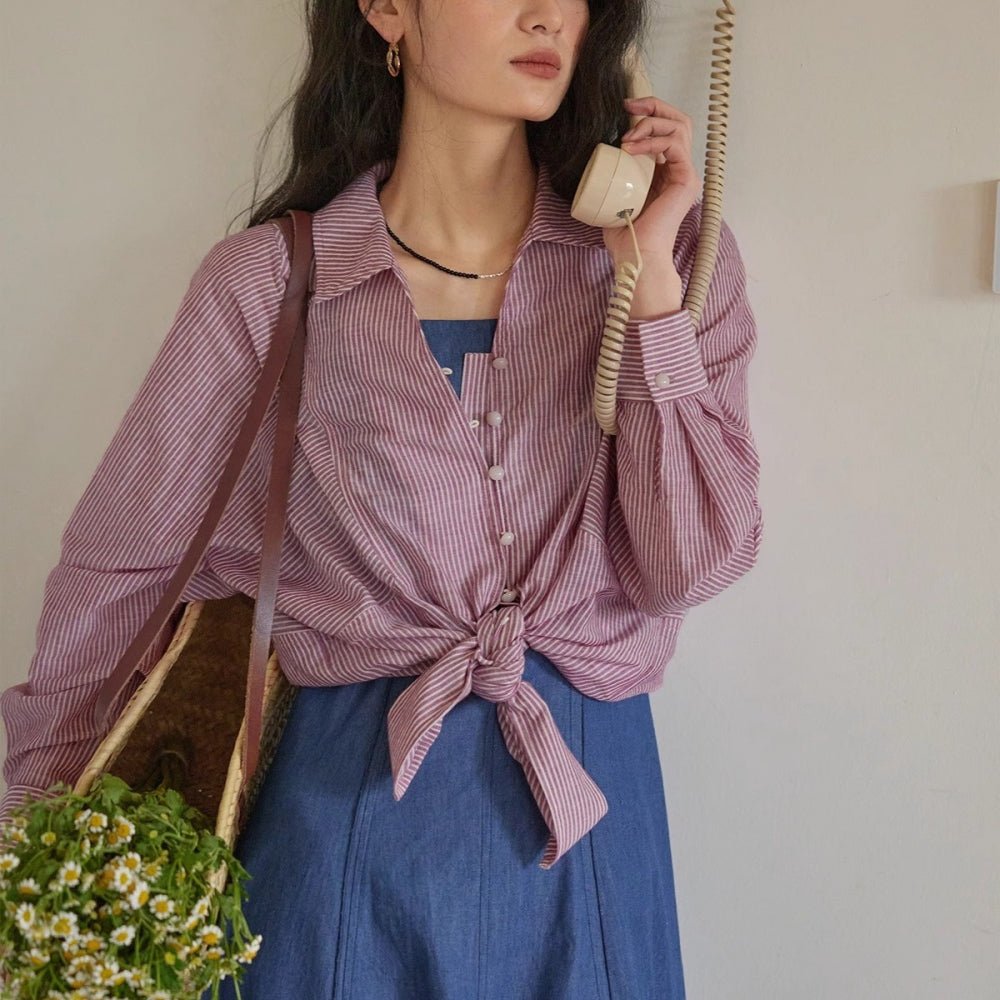 フレンチストライプゆったりコットンシャツ｜オフィスカジュアル レディース 通販【ミレジェネ】