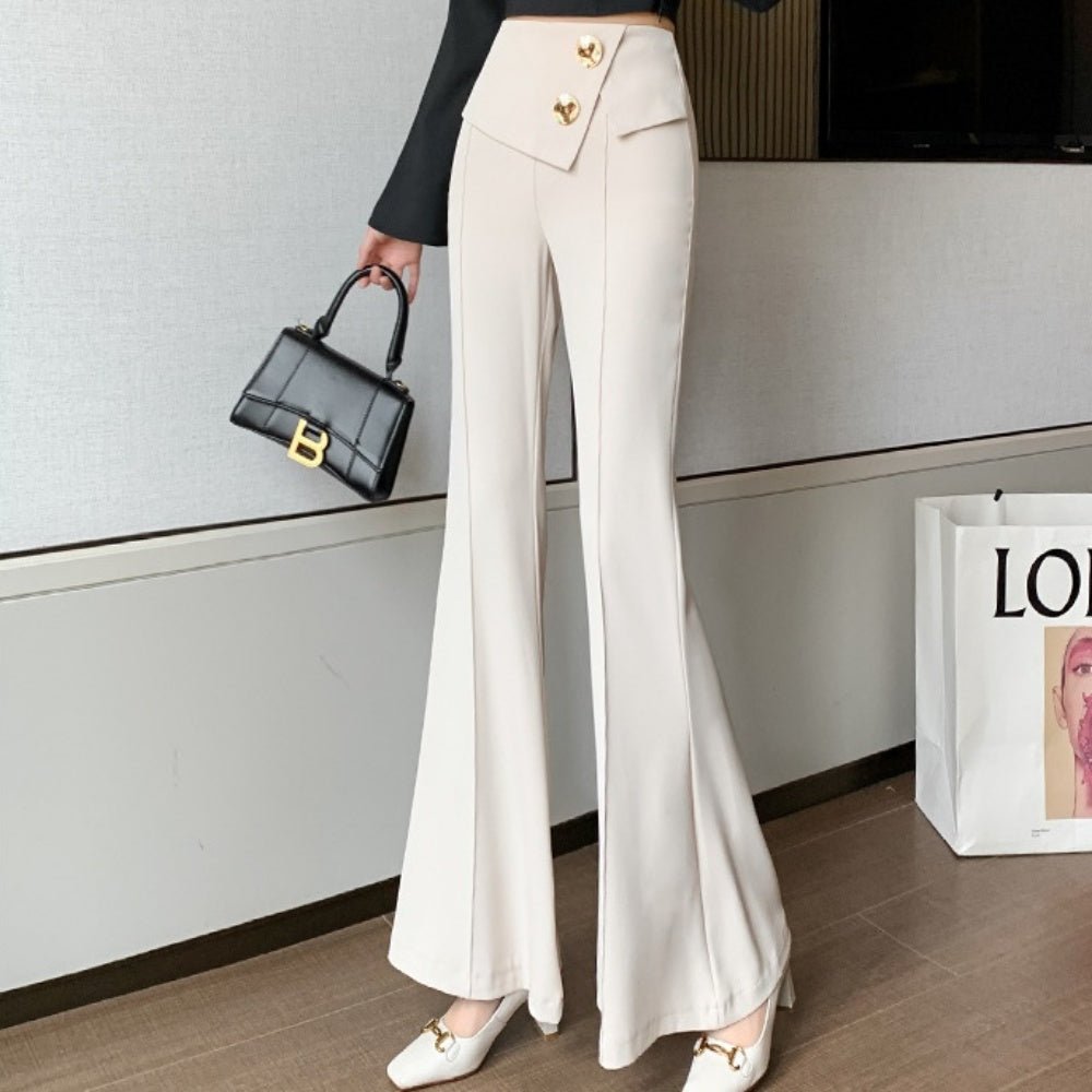 フロントアシメデザインフレアパンツ｜オフィスカジュアル レディース 通販【ミレジェネ】