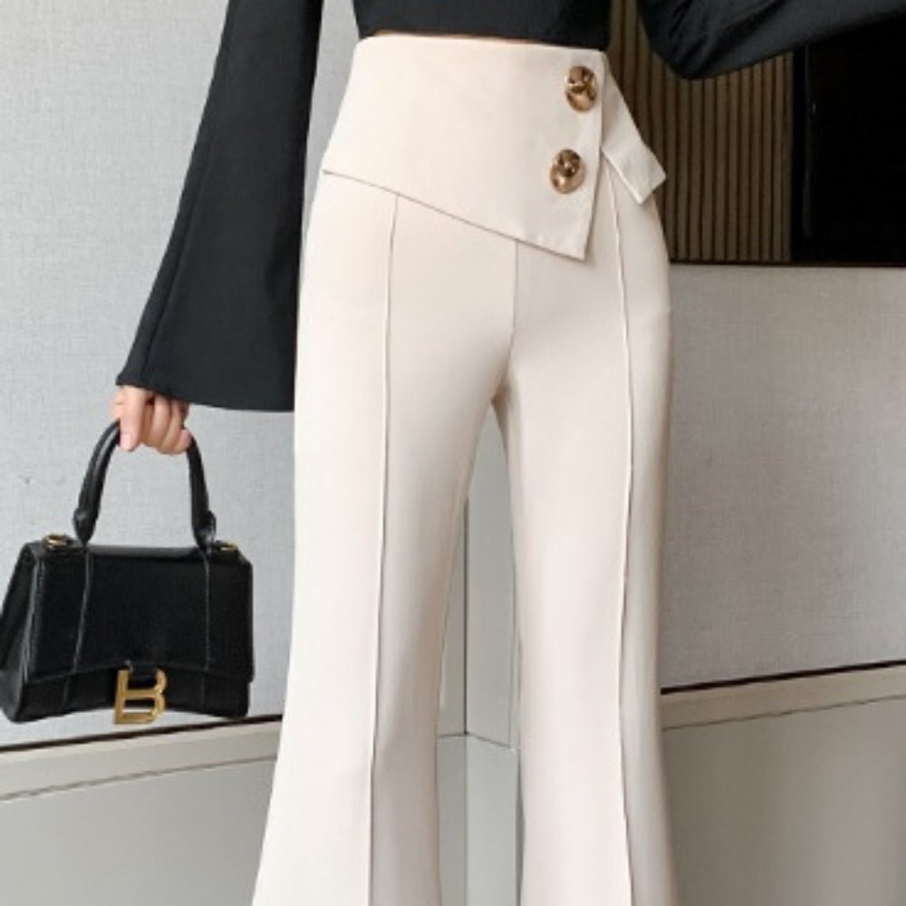 フロントアシメデザインフレアパンツ｜オフィスカジュアル レディース 通販【ミレジェネ】