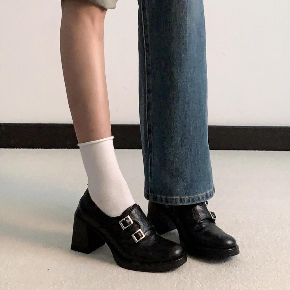 モンクストラップ太ヒールシューズ｜オフィスカジュアル レディース 通販【ミレジェネ】