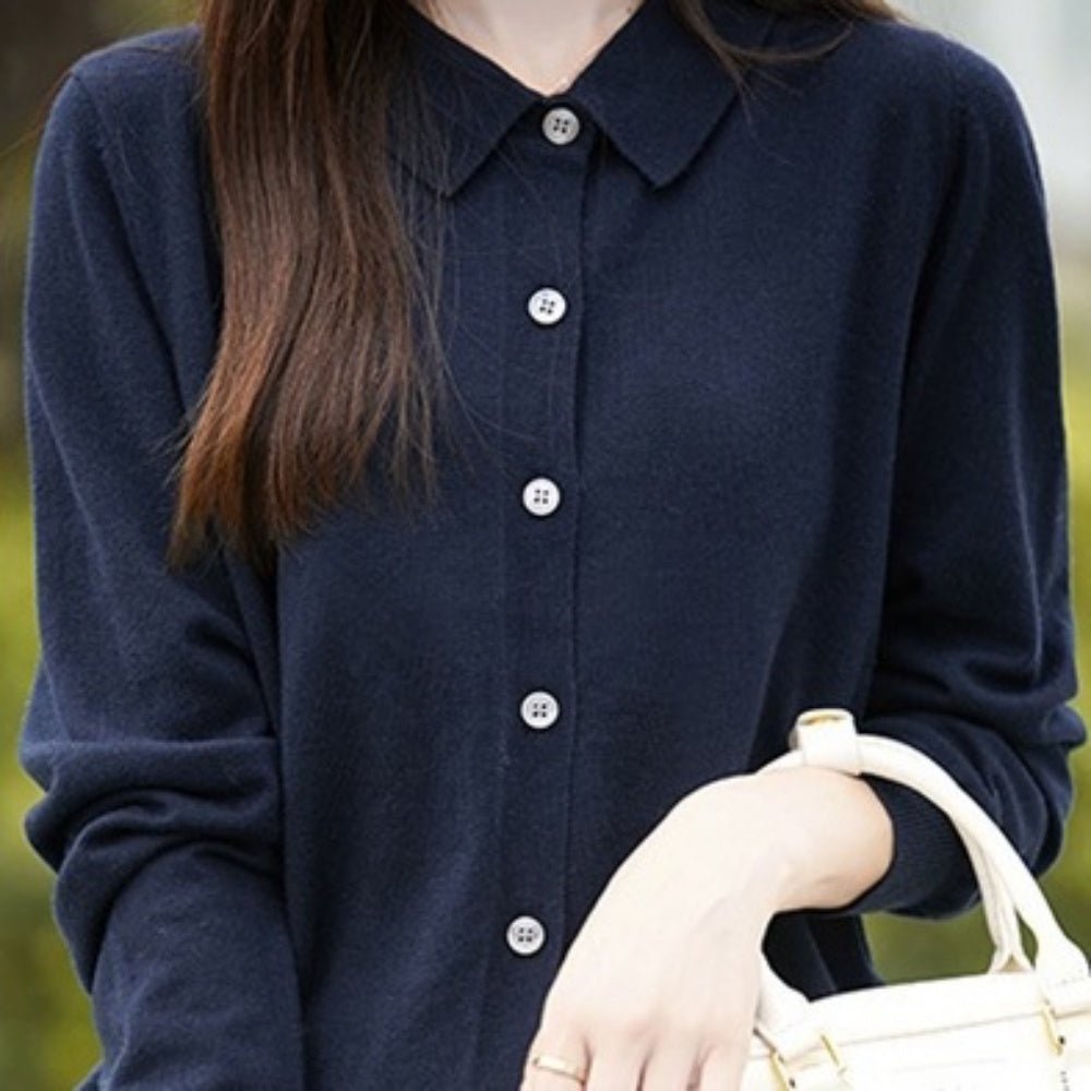 襟付きウールニットカーディガン｜オフィスカジュアル レディース 通販【ミレジェネ】