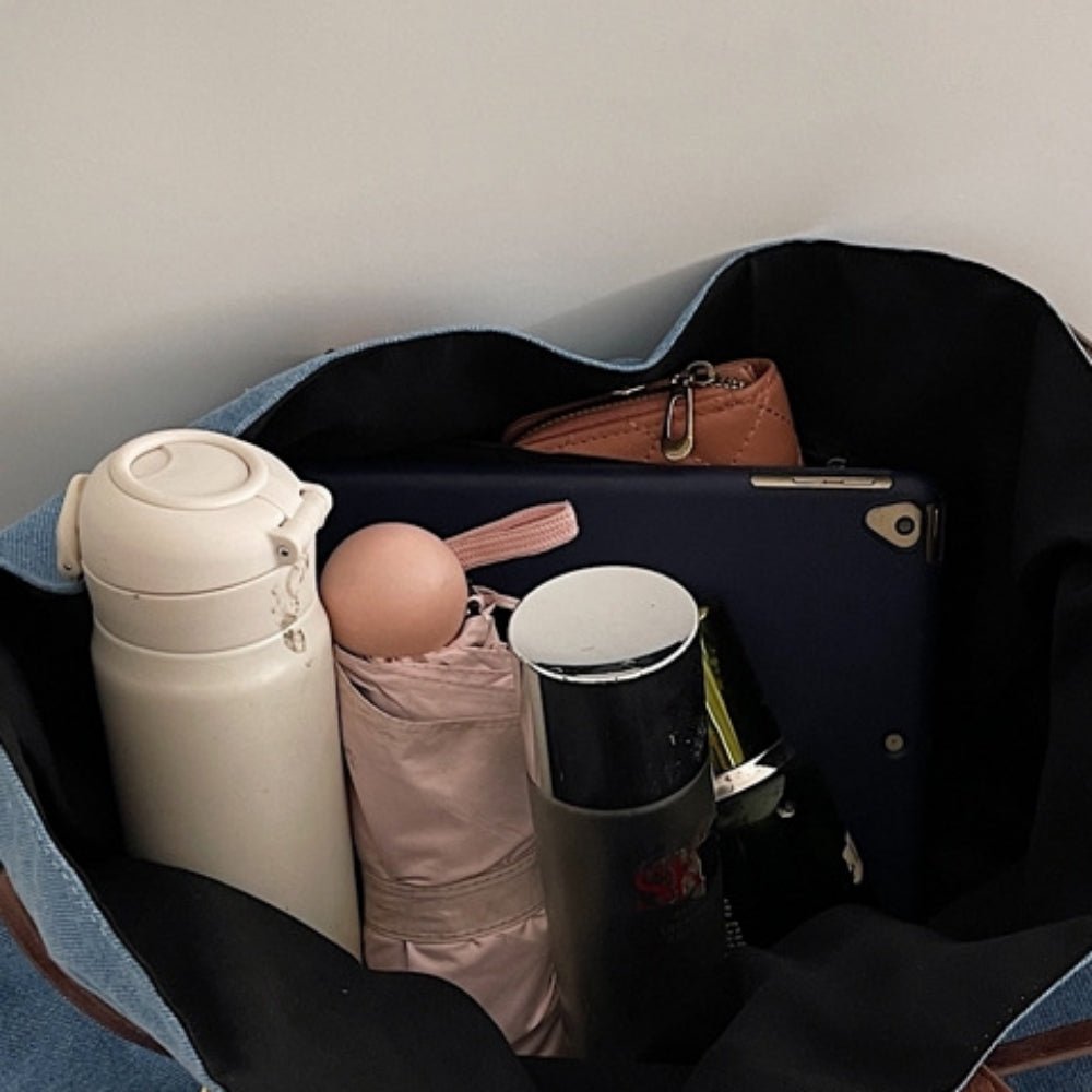 デニム地革ベルトトートショルダー｜オフィスカジュアル レディース 通販【ミレジェネ】