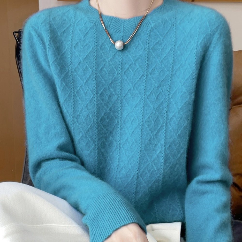 ラウンドネックダイヤ模様ニット｜オフィスカジュアル レディース 通販【ミレジェネ】