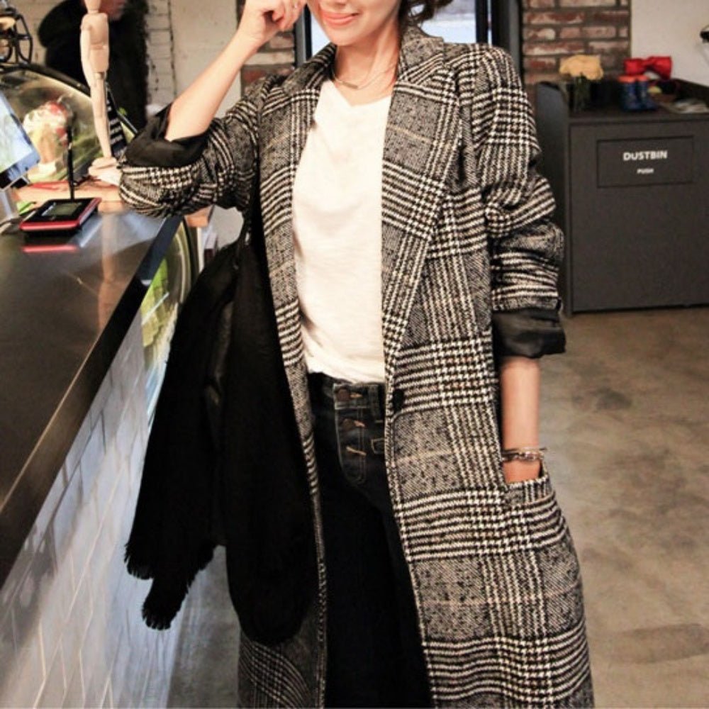 チェック柄ロングチェスターコート｜オフィスカジュアル レディース