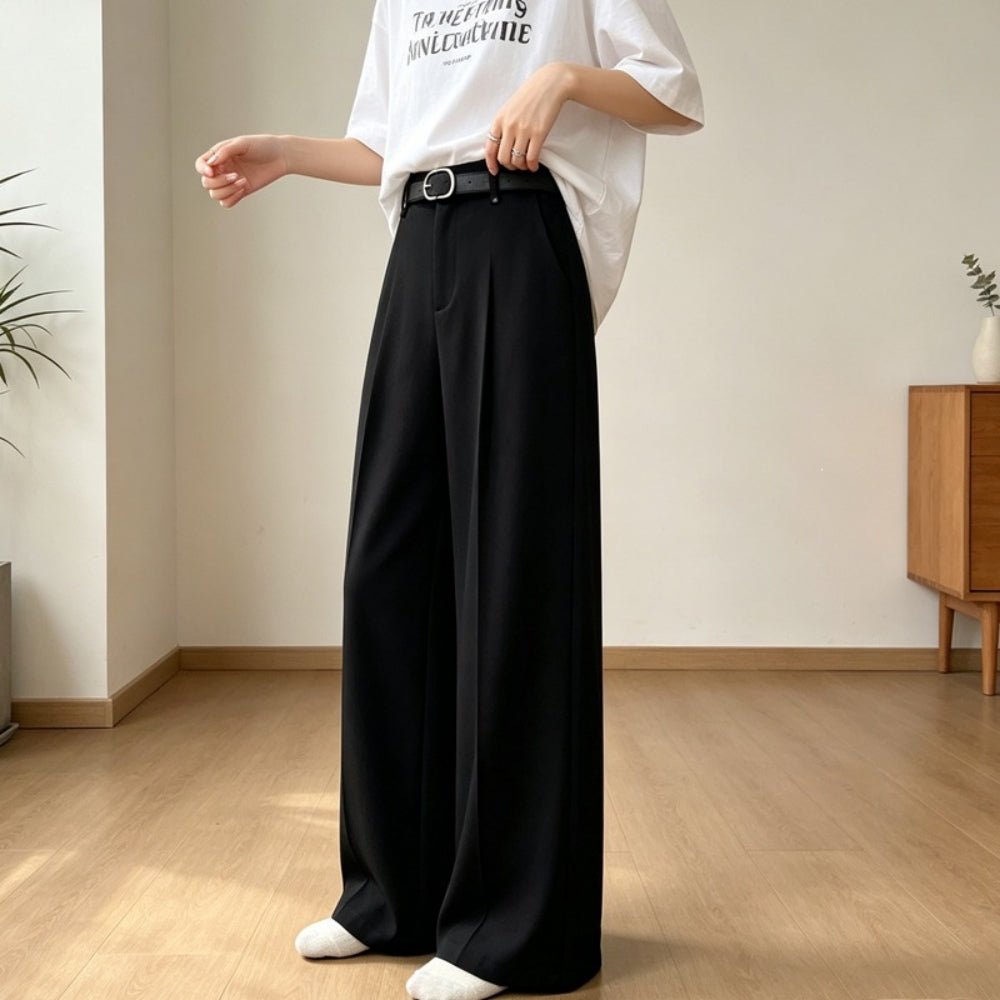 同色ベルト付ワイドストレートパンツ｜オフィスカジュアル レディース 通販【ミレジェネ】