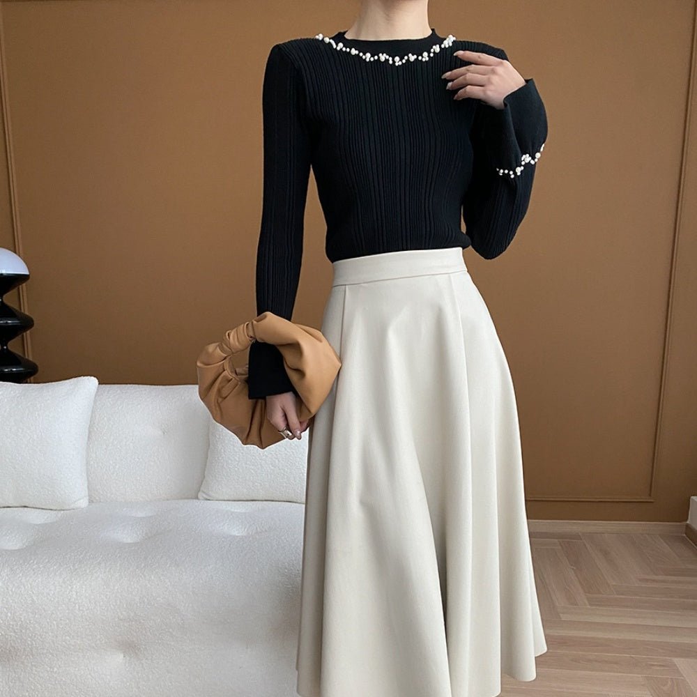 パール付スリムニット｜オフィスカジュアル レディース 通販【ミレジェネ】