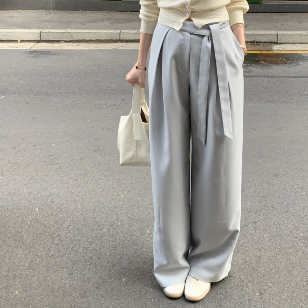 ロングベルト付きワイドストレートパンツ｜オフィスカジュアル レディース 通販【ミレジェネ】