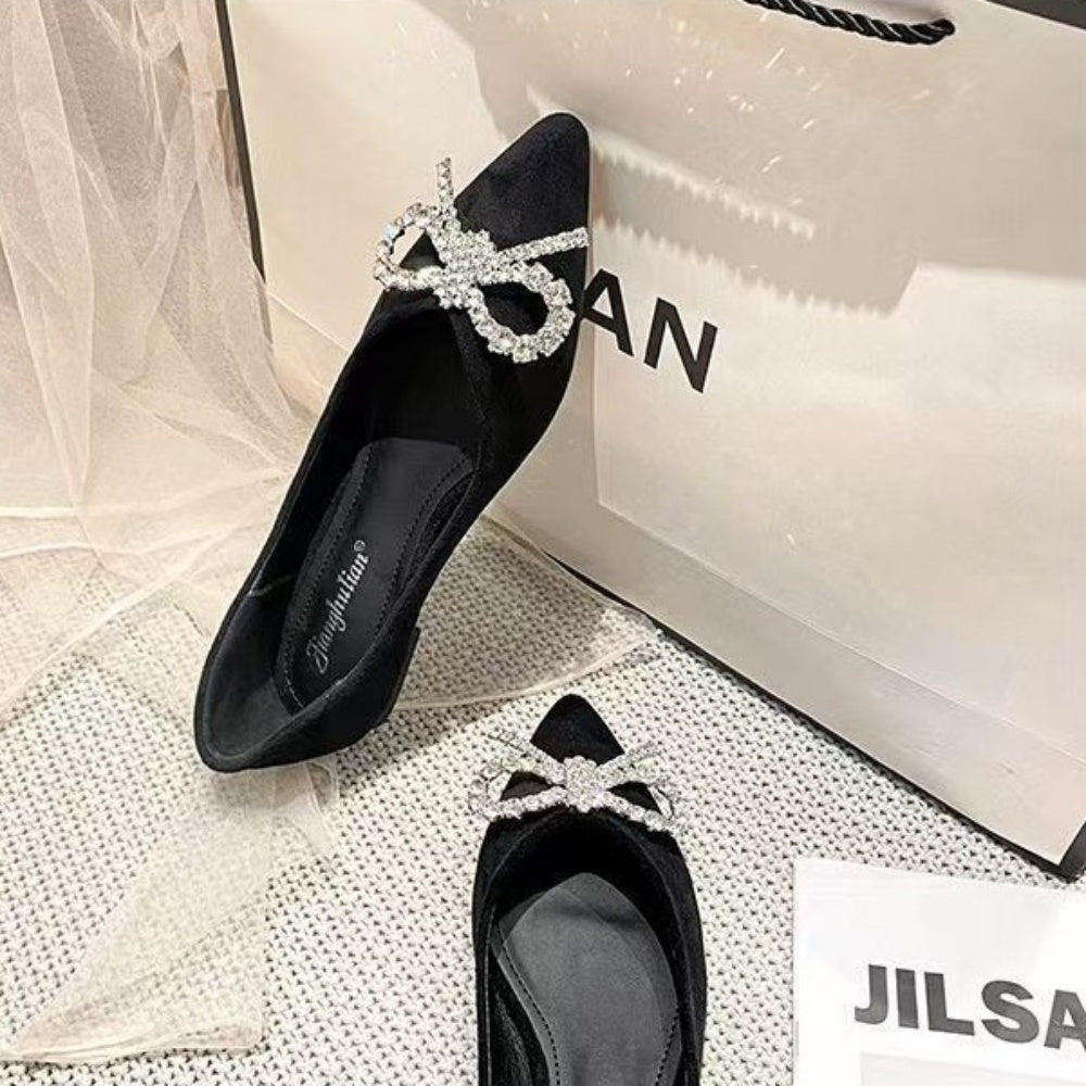 ビジューリボンフラットパンプス｜オフィスカジュアル レディース 通販【ミレジェネ】