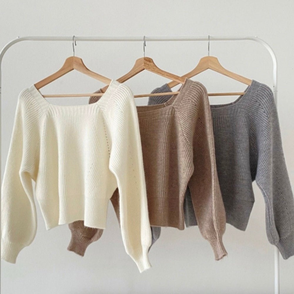 スクエアネックゆったりニットトップス｜オフィスカジュアル レディース 通販【ミレジェネ】