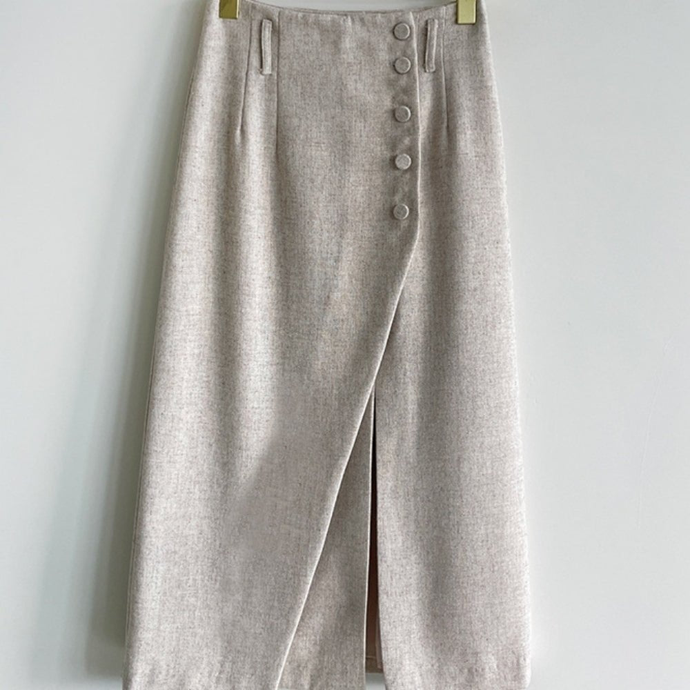 フロントスリットウールスカート｜オフィスカジュアル レディース 通販【ミレジェネ】