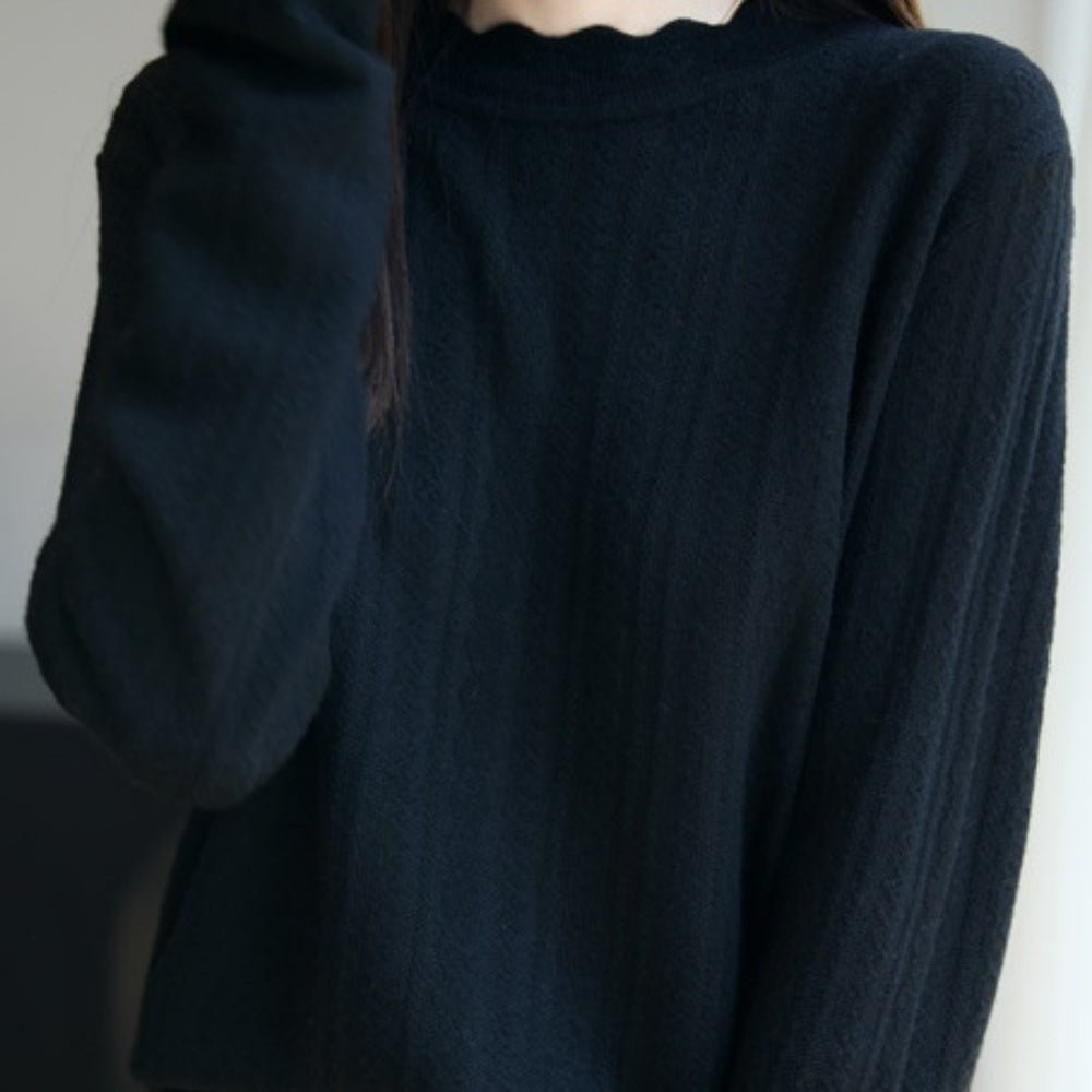 ハーフネックレース編み薄ニット｜オフィスカジュアル レディース 通販【ミレジェネ】