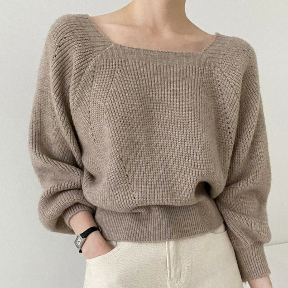 スクエアネックゆったりニットトップス｜オフィスカジュアル レディース 通販【ミレジェネ】