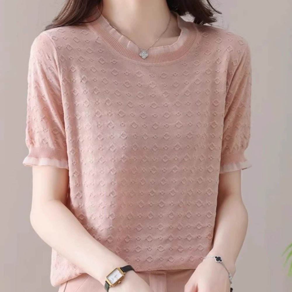 フチフリルドビー織ニット｜オフィスカジュアル レディース 通販【ミレジェネ】