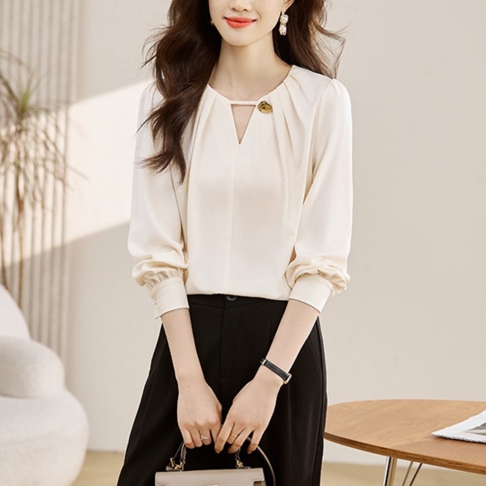 <即納>タックスリットデザインブラウス｜オフィスカジュアル レディース 通販【ミレジェネ】