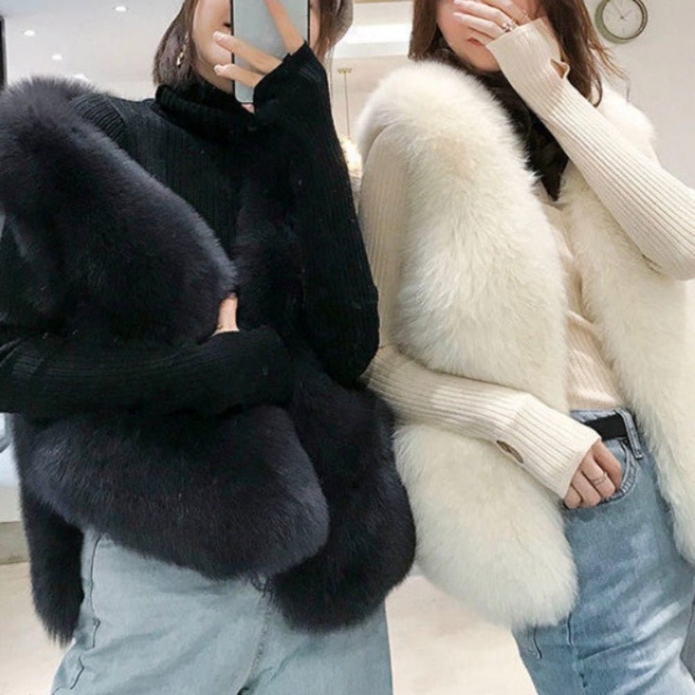 ポケット付きボリュームファーベスト｜オフィスカジュアル レディース 通販【ミレジェネ】