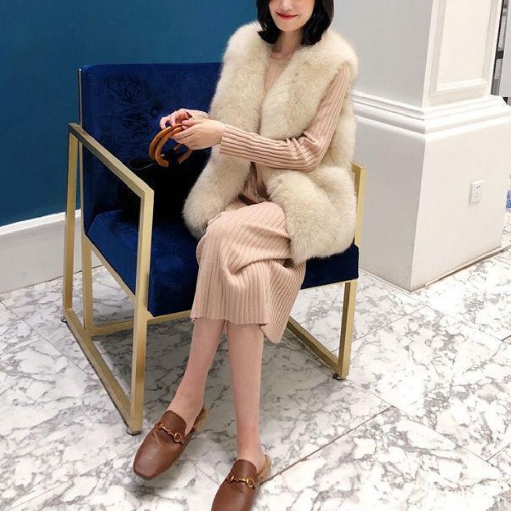 ポケット付きボリュームファーベスト｜オフィスカジュアル レディース 通販【ミレジェネ】