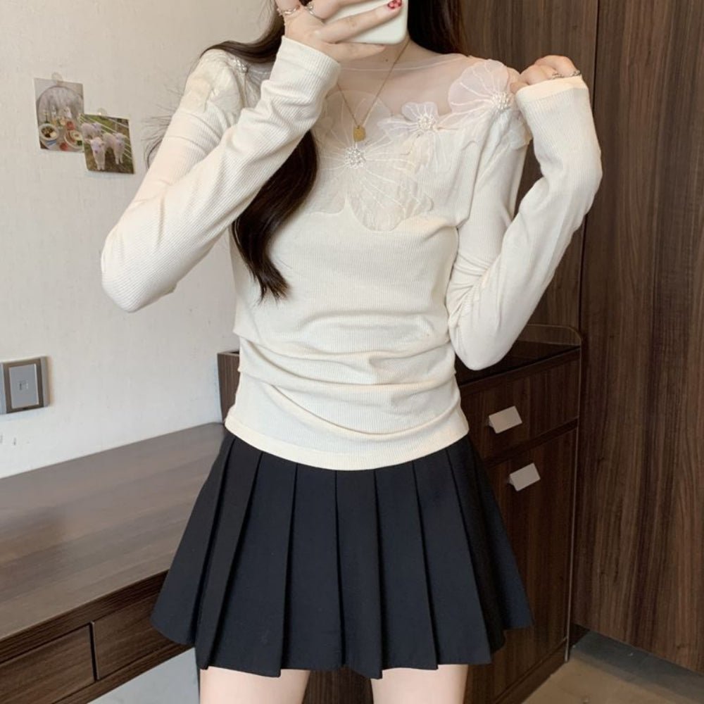 フラワーレース付きトップス｜オフィスカジュアル レディース 通販【ミレジェネ】