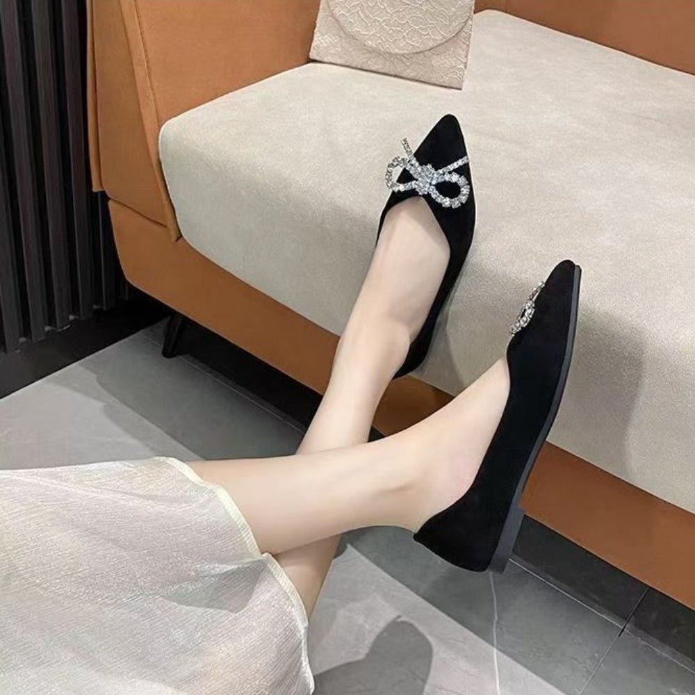 ビジューリボンフラットパンプス｜オフィスカジュアル レディース 通販【ミレジェネ】