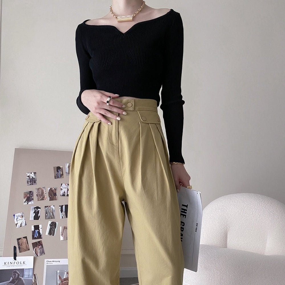 ハートネックリブニット｜オフィスカジュアル レディース 通販【ミレジェネ】