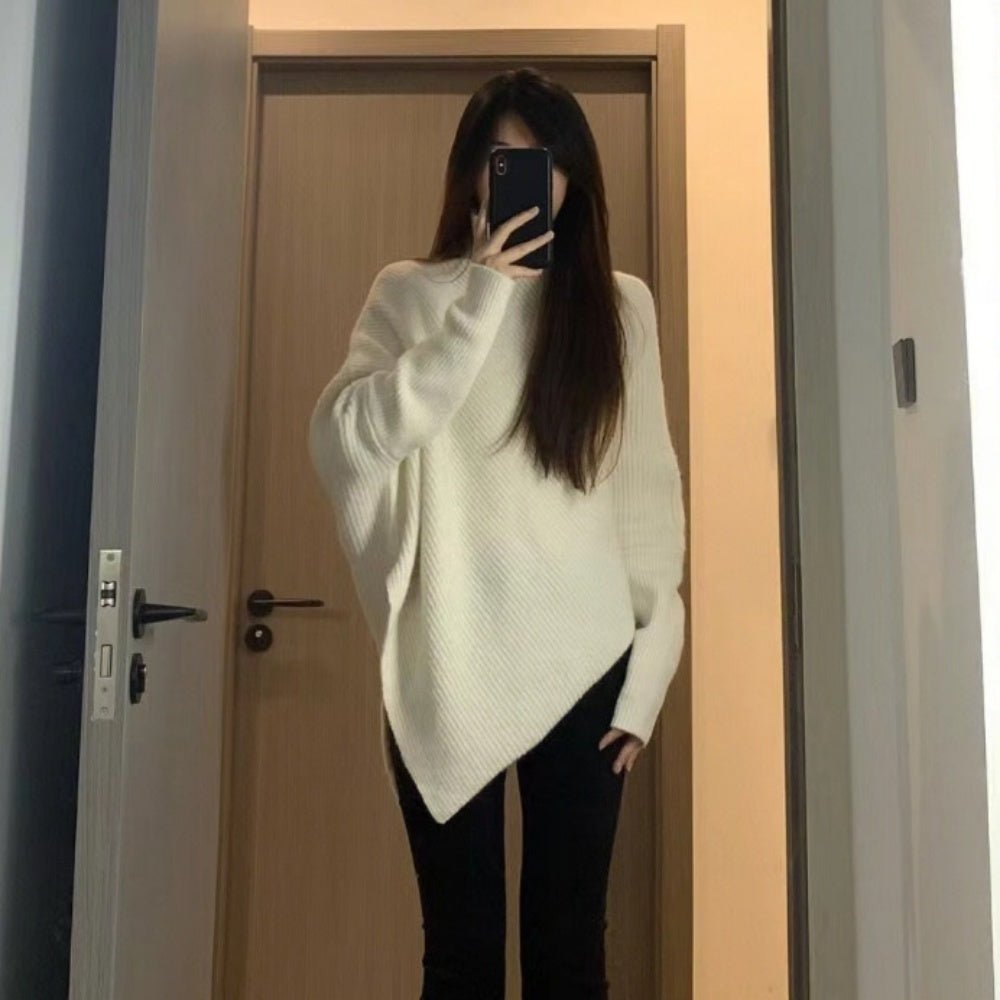 アシメヘムタートルネックニット｜オフィスカジュアル レディース 通販【ミレジェネ】